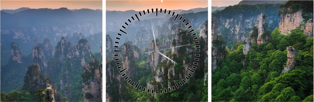 Obraz - Narodowy Park Leśny Zhangjiajie (z zegarem) (90x30 cm)