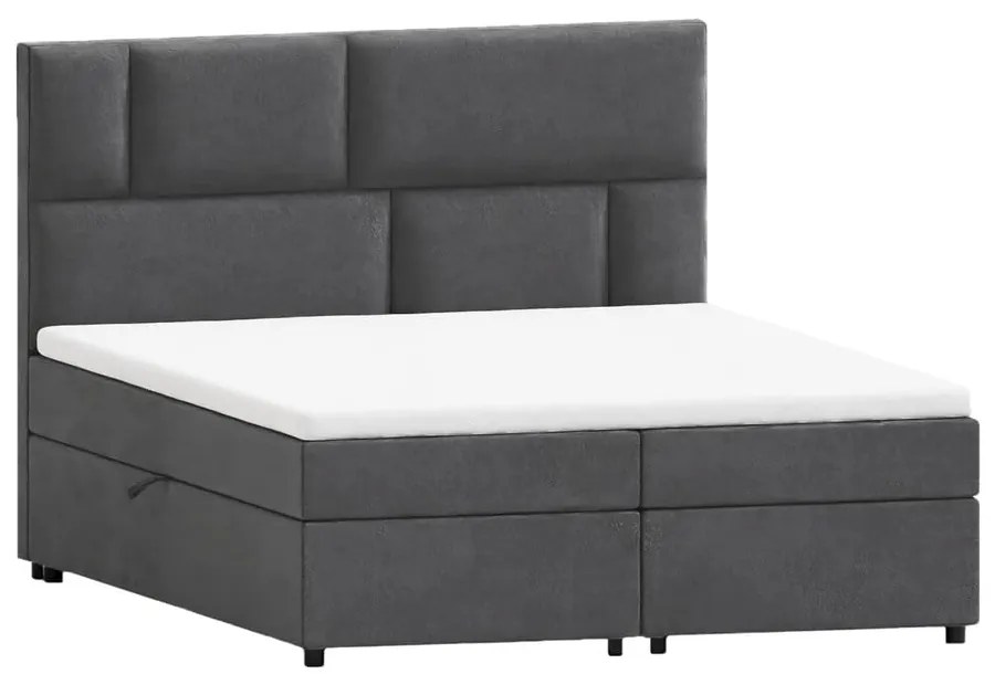 Szare łóżko boxspring ze schowkiem 140x200 cm Lola – Ropez