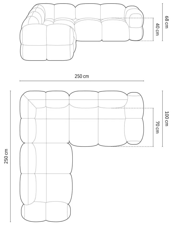Brązowy aksamitny narożnik Loretto – Cosmopolitan Design