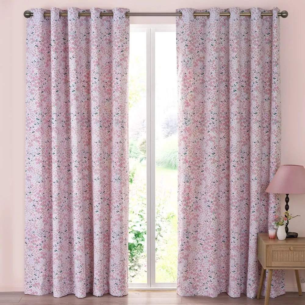 Różowe zasłony zestaw 2 szt. 168x229 cm Tilly Floral – Catherine Lansfield
