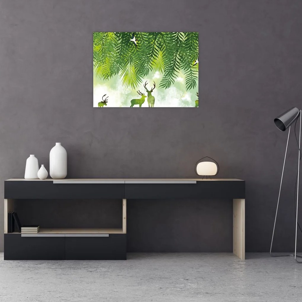 Obraz - Jeleń w lesie (70x50 cm)