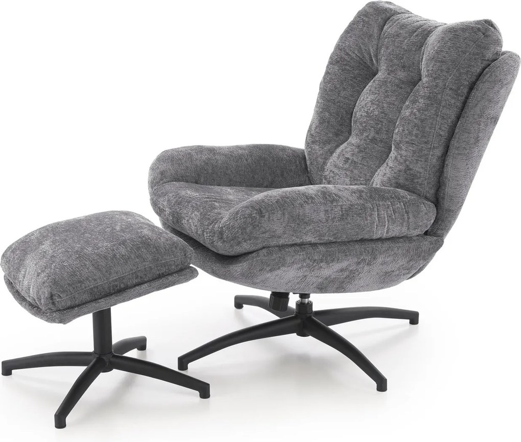 Fotel do salonu z podnóżkiem i funkcją kołyski Pesto Halmar