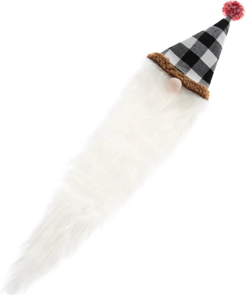 Tekstylna dekoracja na butelkę Krasnal czarno-biały, 8 x 38 cm