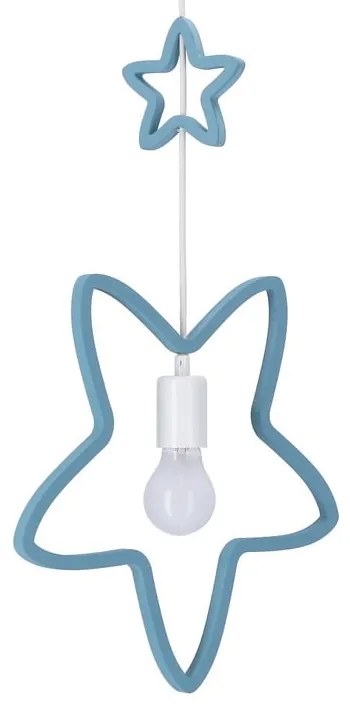 Biało-jasnoniebieska lampa wisząca z tekstylnym kloszem Single – Candellux Lighting
