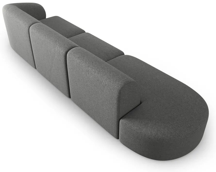 Szara sofa z tkaniny szenilowej prawostronna 311 cm Paolo – Milo Casa