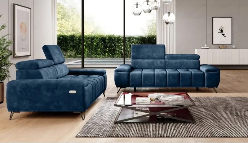 Sofa kanapa PALLADIO z elektrycznym systemem rozkładania siedziska regulowane zagłówki WERSAL