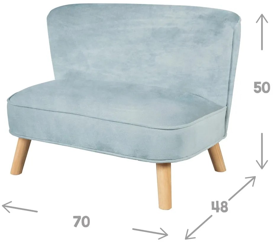 Jasnoniebieska aksamitna sofa dla dzieci 70 cm Lil Sofa – Roba