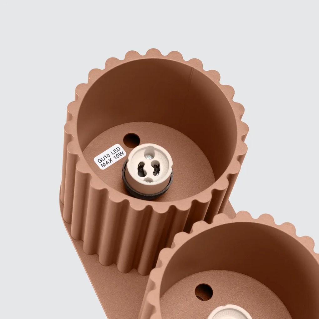 Plafon dwupunktowy AURA 2 mocca GU10 ryflowany SOLLUX LIGHTING