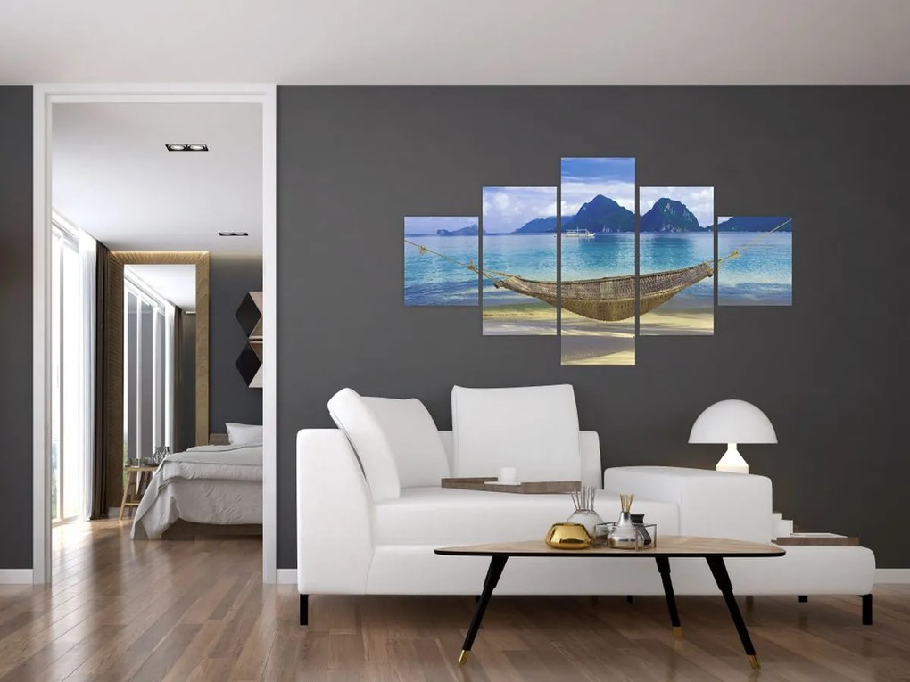 Obraz - Obraz hamaka na plaży 2 (125x70 cm)