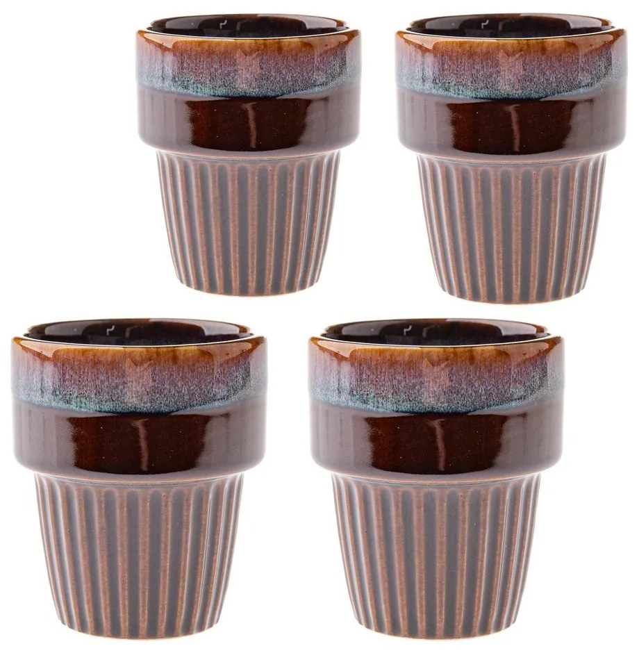 Brązowe kamionkowe filiżanki zestaw 4 szt. na espresso 100 ml Tone – Dakls