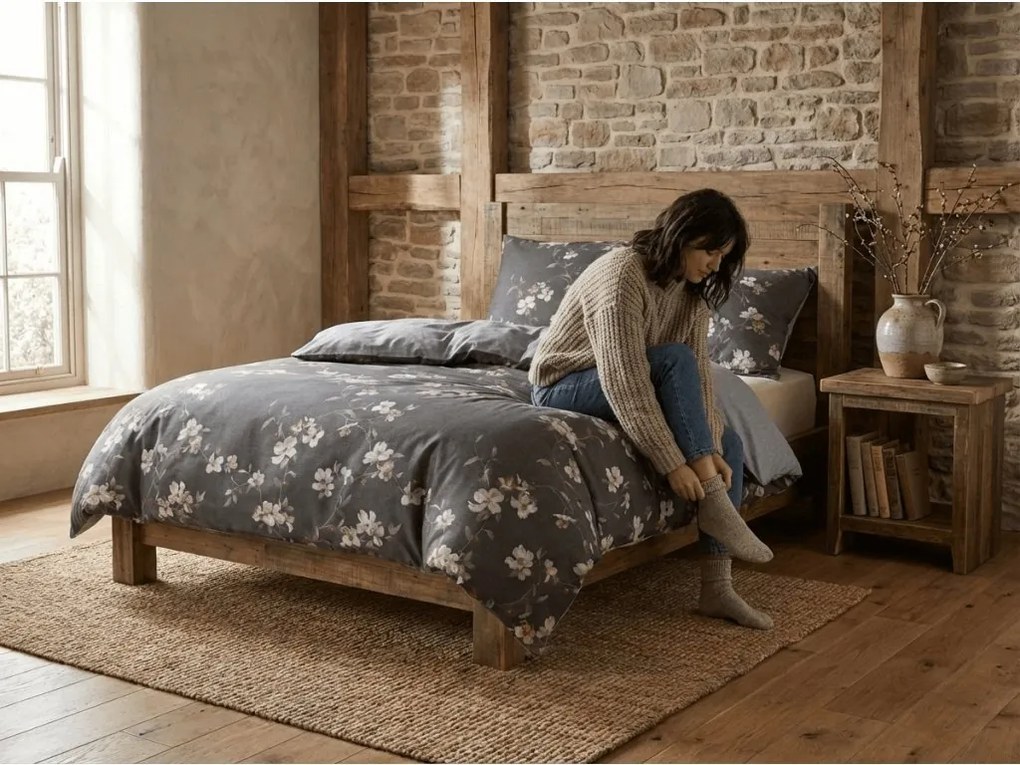 PrzytulneMieszkanie.pl PrzytulneMieszkanie.pl Pościel flanelowa BLOSSOM szara Rozmiar pościeli: 70 x 90 cm | 140 x 200 cm