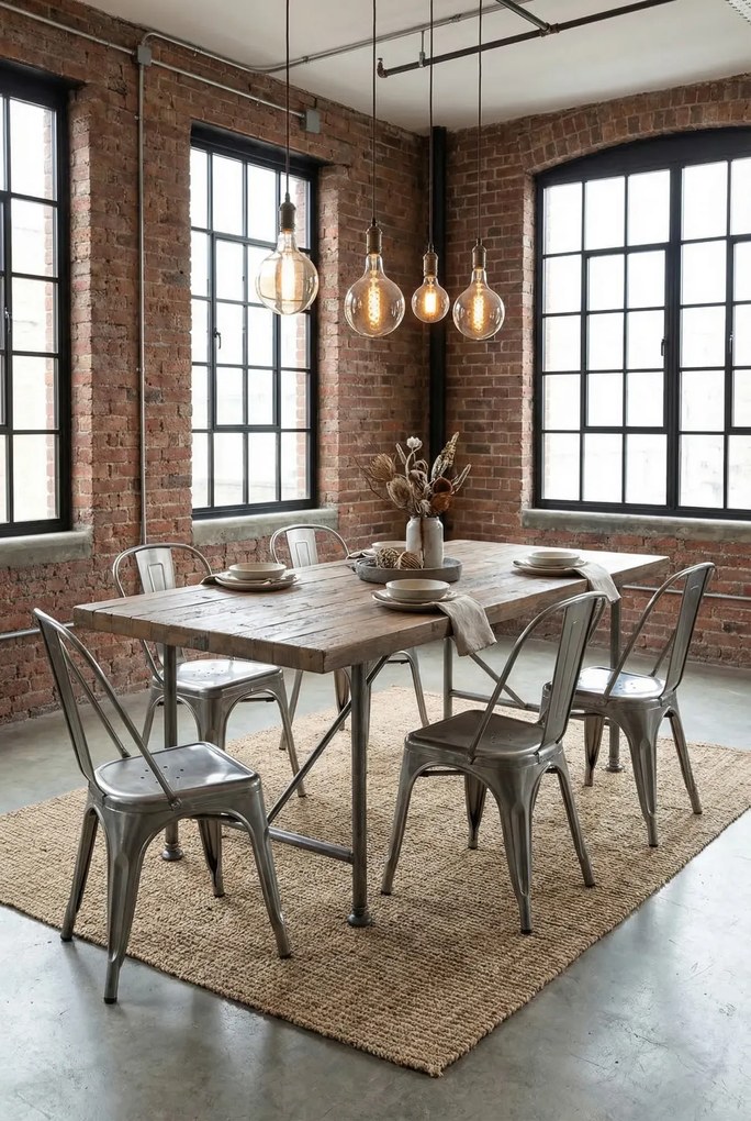 Srebrne metalowe krzesło loftowe F2-A17