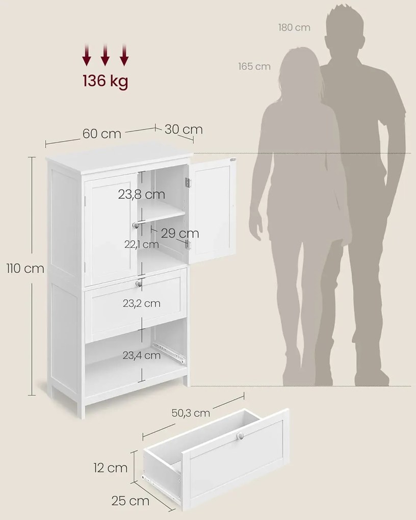 Szafka łazienkowa z szufladami i półkami  D2-M69