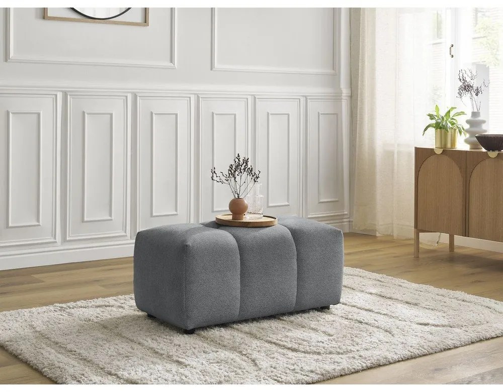 Szary podnóżek z tkaniny szenilowej Roxelane – Bobochic Paris