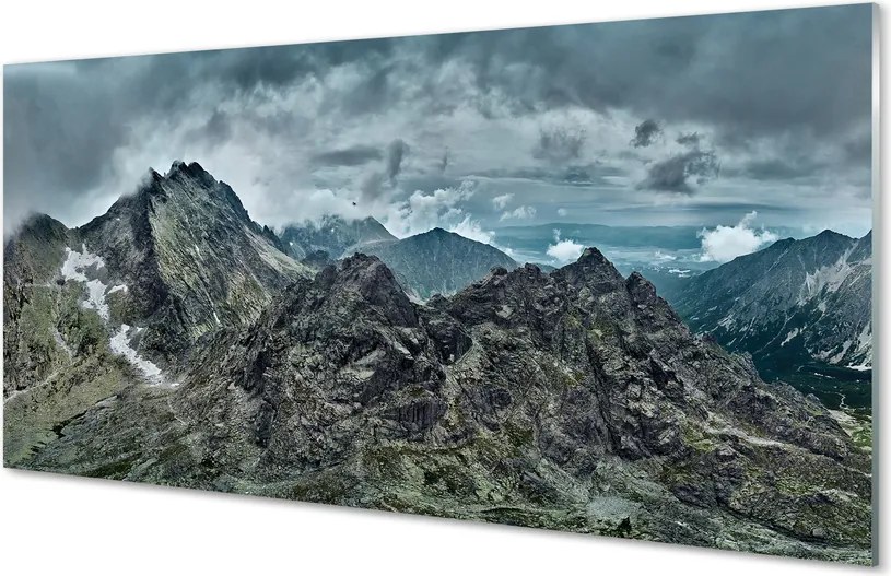 Panel szklany do Kuchni Surowe Skalne Szczyty