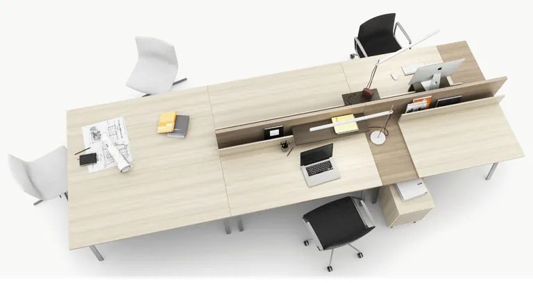 Biurko z regulacją wysokości SINGLE LAYERS, 160x80 cm, 2 silniki, z przegrodami, dąb naturalny/dąb bejcowany