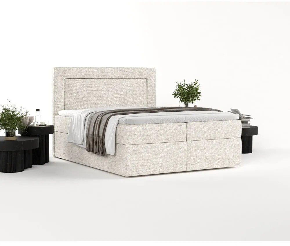 Kremowe łóżko boxspring ze schowkiem 140x200 cm Imagine – Maison de Rêve