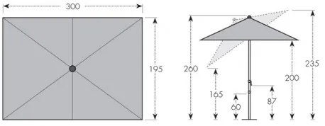 EXPERT 3 x 2 m - uchylny parasol ogrodowy z uchwytem : Substancja Desen - 833