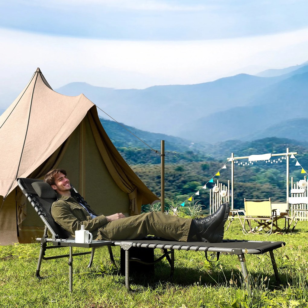 Outsunny Leżak składany ogrodowy z poduszką, 5-stopniowa regulacja oparcia, do 120 kg | Aosom PL