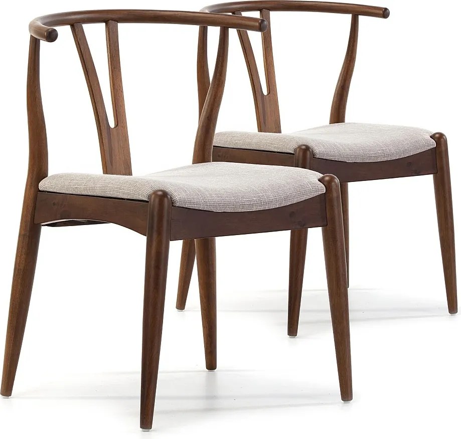 Zestaw dwóch krzeseł Rustic, kolor Orzech, drewno lite, 55 cm x 54,5 cm x 76 cm.