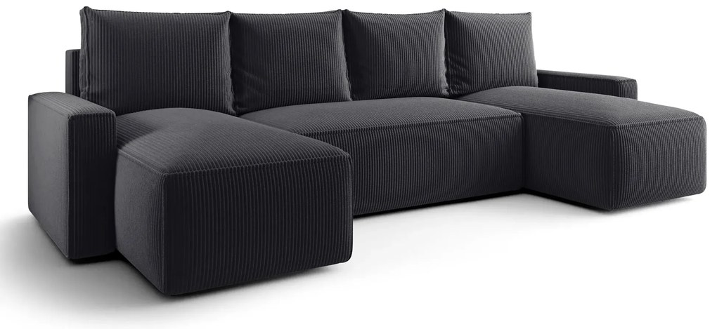 Grafitowy narożnik rozkładany z pojemnikiem na pościel D7-Z80