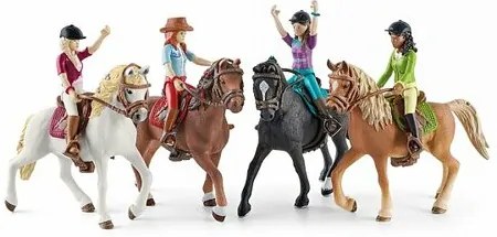 Schleich 42542 Czarnowłosa Sarah z ruchomymi stawami na koniu Mystery