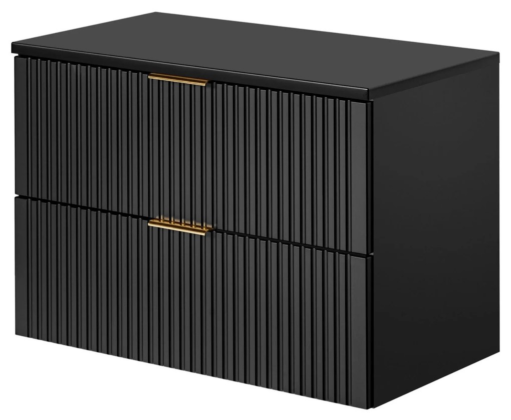 Szafka wisząca podumywalkowa czarna  mat 80 x 46 cm ASTROS Black z blatem