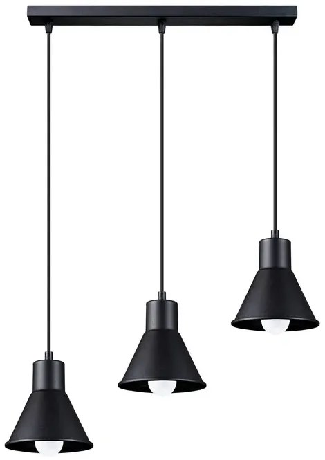 Czarna potrójna lampa wisząca nad wyspę - 5X S167 L9-G79