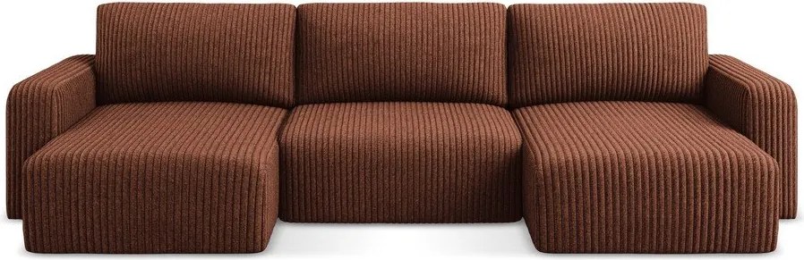 Sztruksowy rozkładany/ze schowkiem narożnik (w kształcie litery U) w kolorze terakoty Kona – Makamii