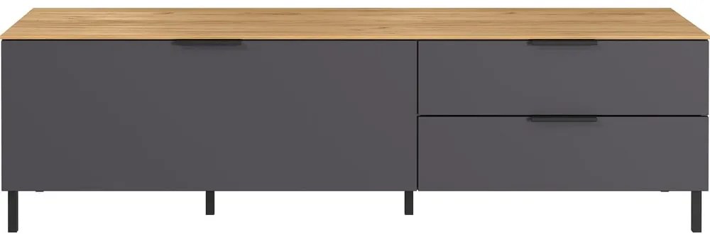 Szara szafka pod TV w dekorze dębu 164x47 cm California – Germania