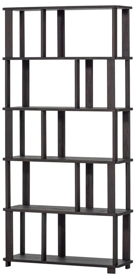 Ciemnobrązowy regał z litego drewna dębowego 90x186x30 cm Riss – WOOOD