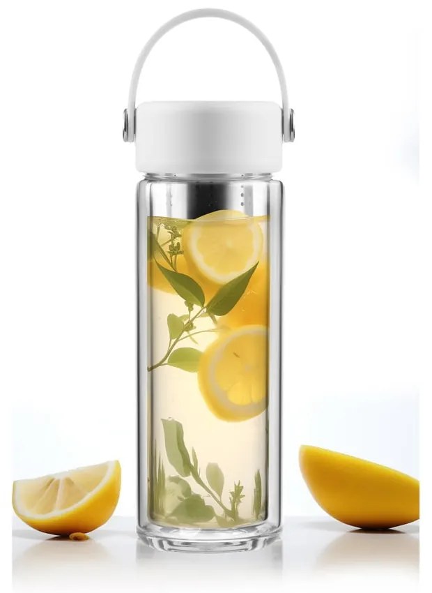Biała szklana butelka 350 ml Fuori – Vialli Design