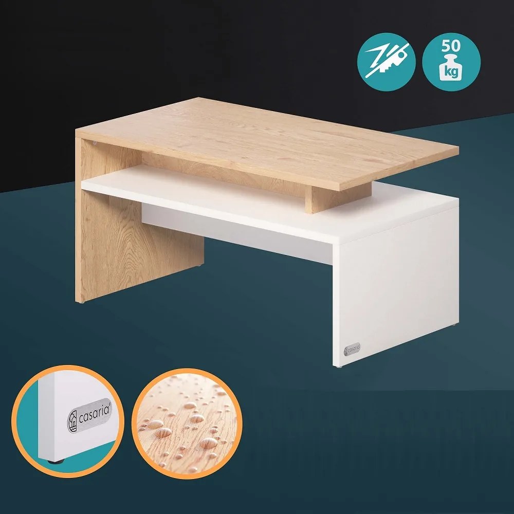 Stolik konferencyjny SACRAMENTO, 95x55x50cm, biała/brązowa Casaria