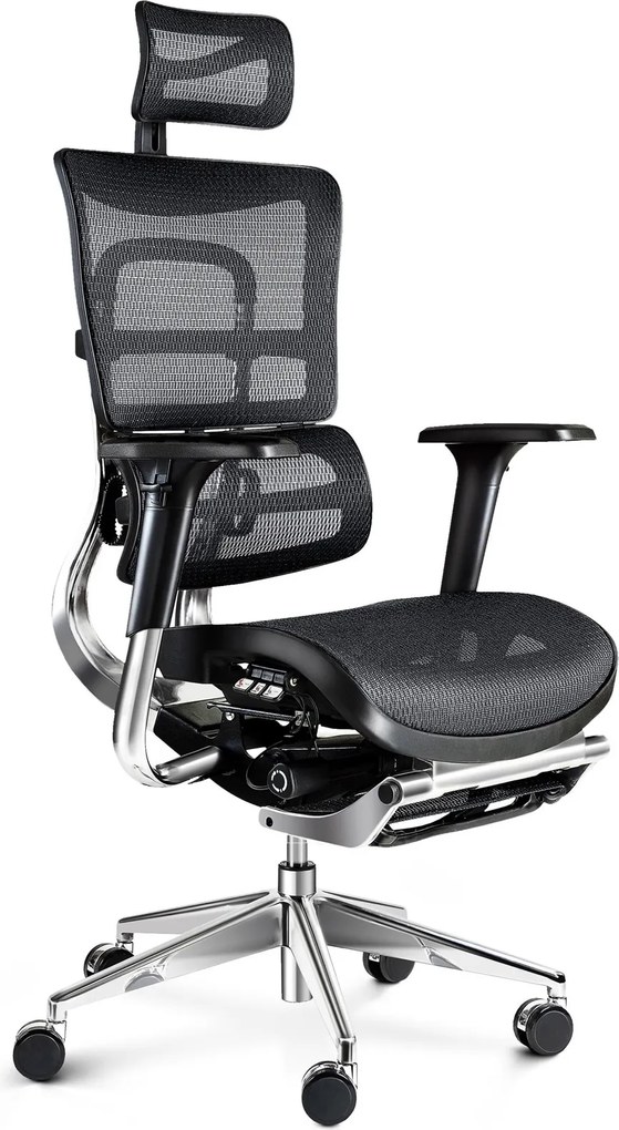 Fotel biurowy z podnóżkiem Diablo V-Master, zgodny z normą BHP, kolor czarny