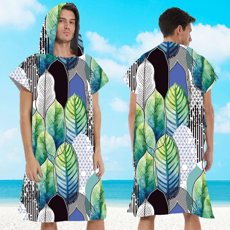 Ponczo plażowe FEATHER zielono-niebieskie 80x145 cm
