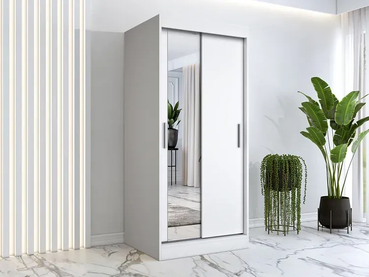 Biała szafa przesuwna z lustrem K9-H05