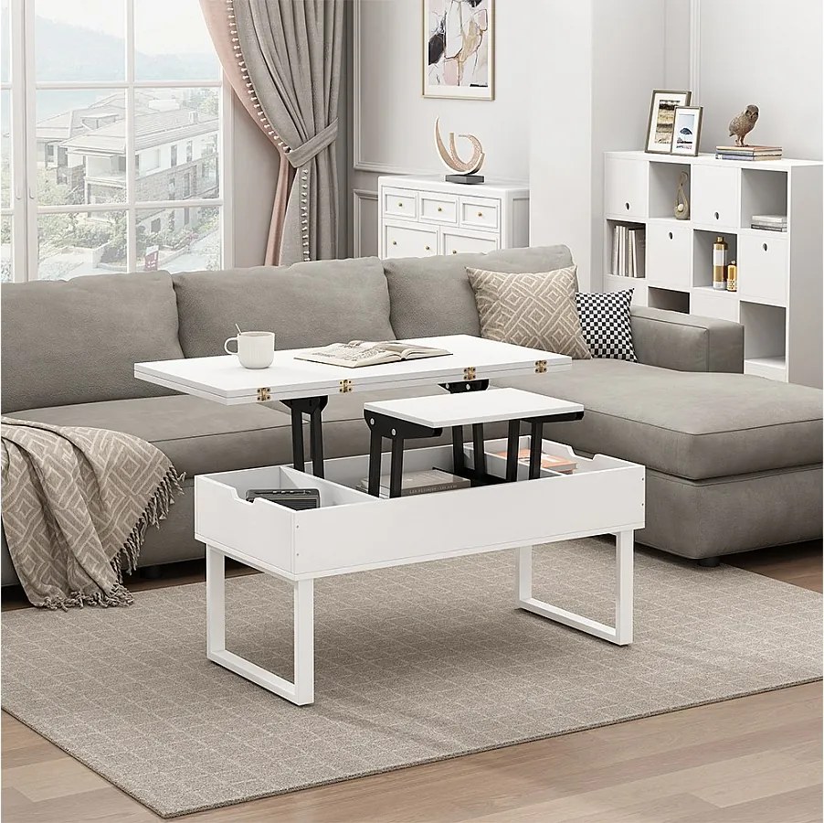 Stolik kawowy biały 100x50x48.5 lifty