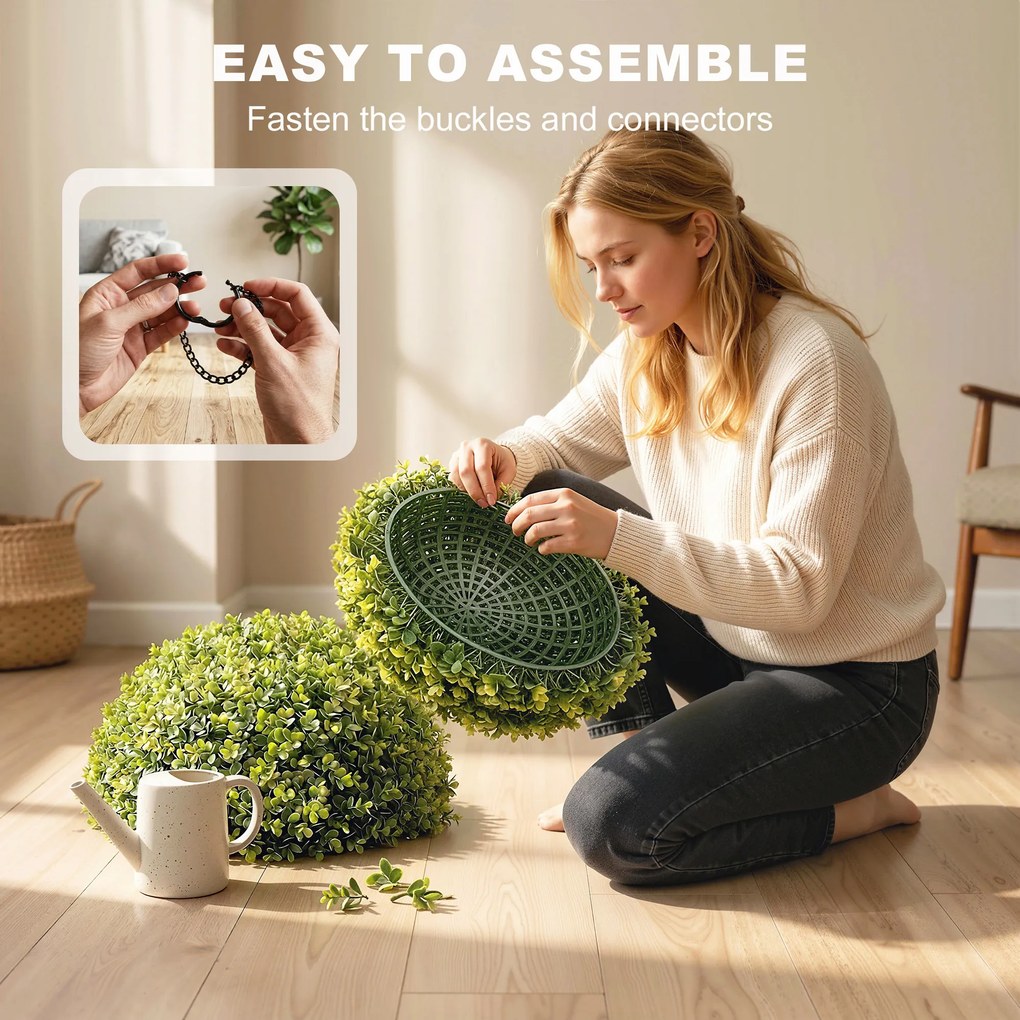 HOMCOM Zestaw 2 Kul Eukaliptusowych Ø52 cm, Odporne na UV Sztuczne Rośliny Dekoracyjne z 1086 Liśćmi do Wnętrz i Na Zewnątrz | Aosom PL