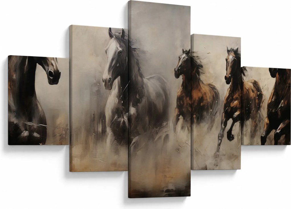 Obraz - Obraz olejny przedstawiający konie (125x70 cm)