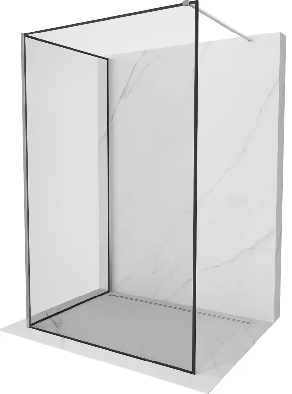 Mexen Kioto ścianka prysznicowa Walk-in 110 x 80 cm, czarny wzór, nikiel szczotkowany - 800-110-212-97-70-080