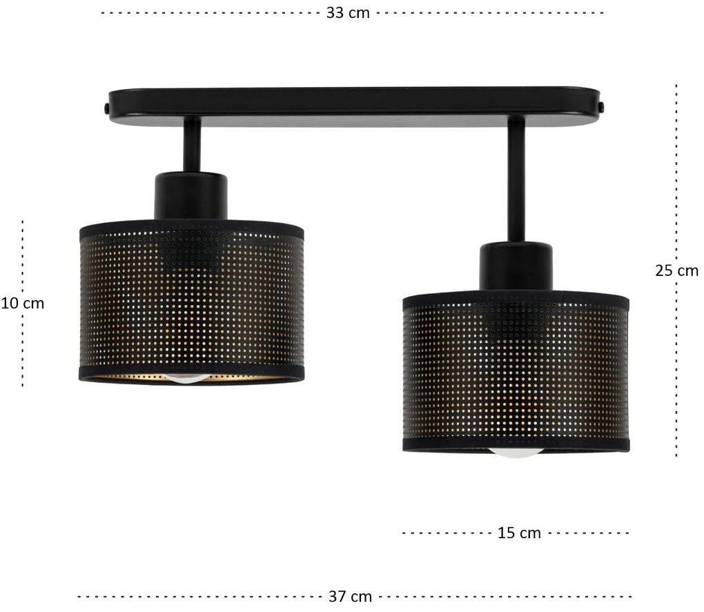 Lampa sufitowa czarna dwupunktowa z czarnymi abażurami B-3306SC-SC E27