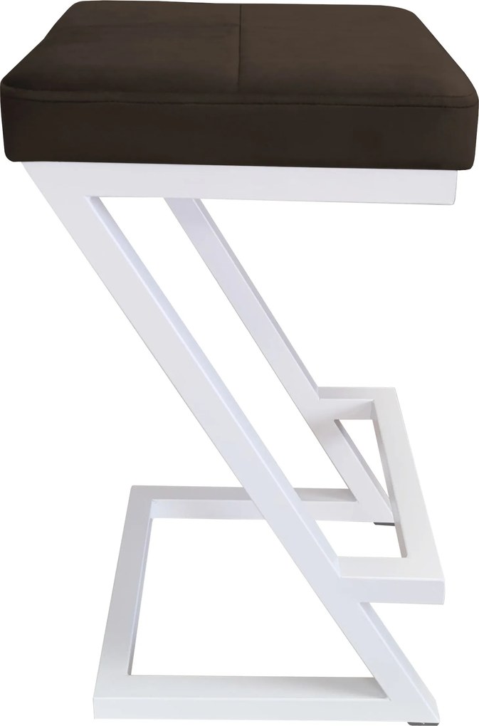 Hoker ZETA krzesło barowe tkanina Welur podstawa metalowa LOFT : Kolor Stelaża - Biały, Kolor tkaniny - VELVET - MG05