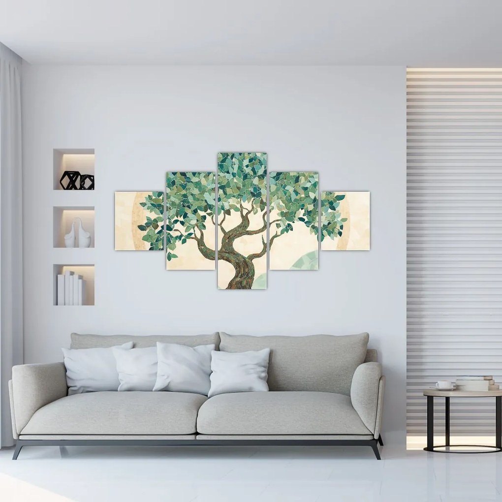 Obraz – Elegancka mozaika z drzewem (125x70 cm)