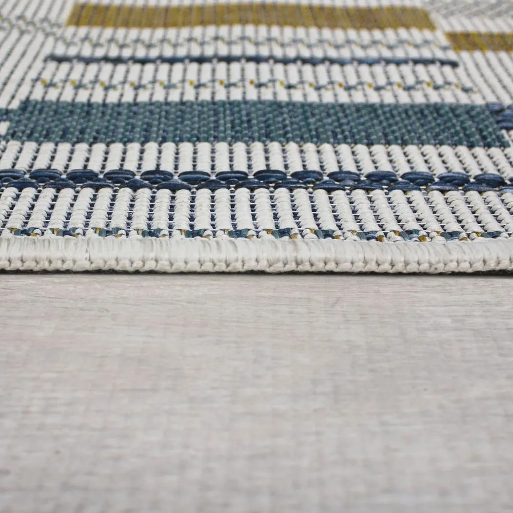 Żółto-niebieski dywan odpowiedni na zewnątrz 80x230 cm Rosco Geo – Flair Rugs