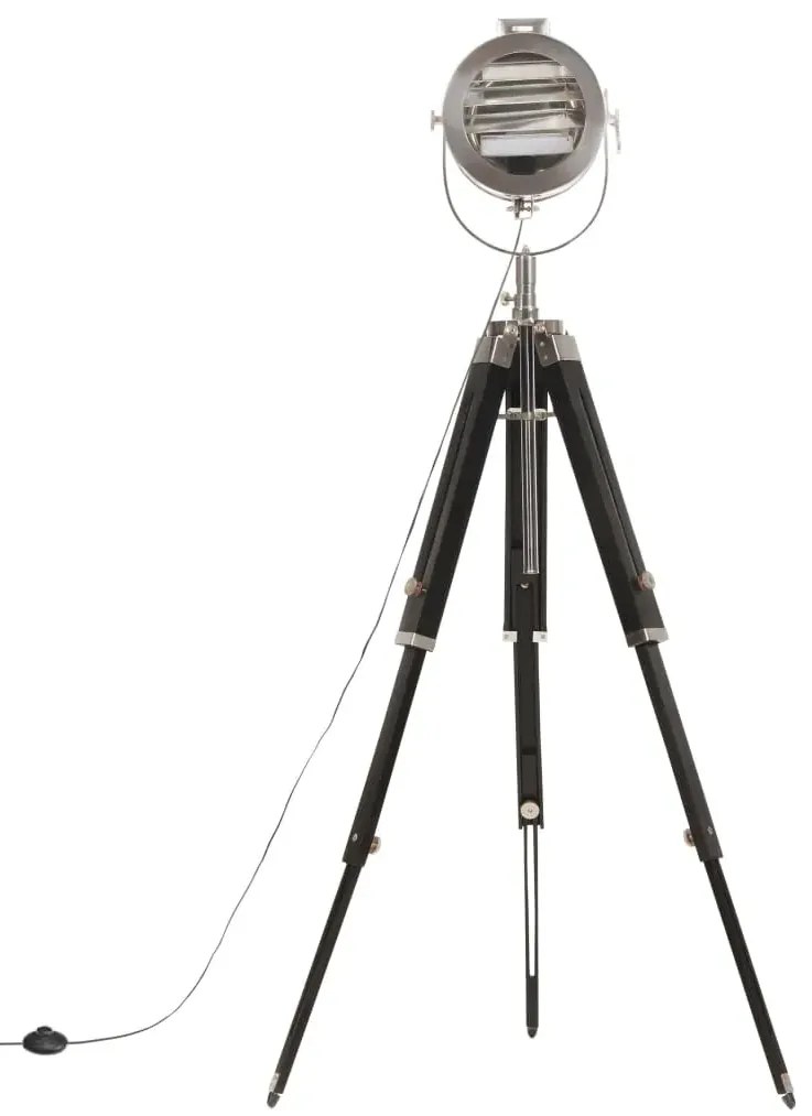 Czarna retro lampa podłogowa z drewna mango P9-E65