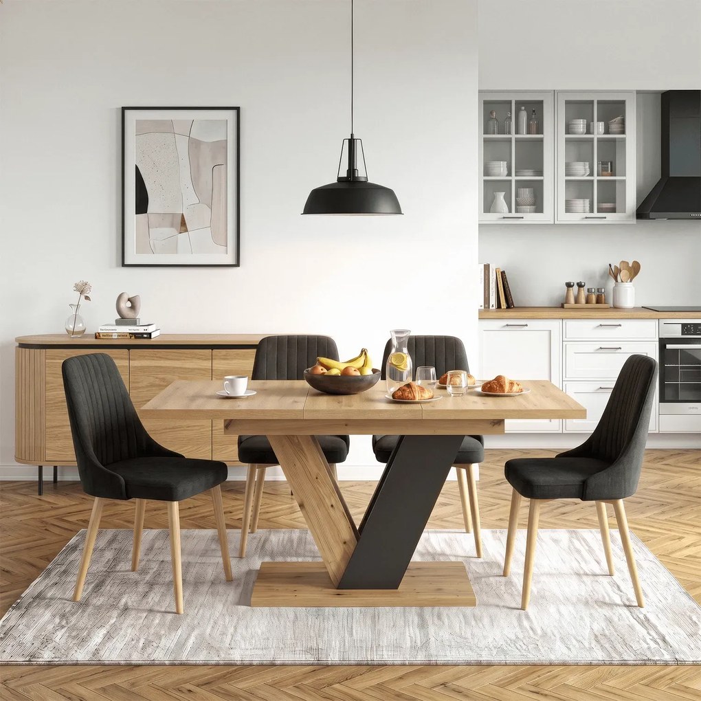 Prostokątny stół rozkładany dąb artisan + czarny Z5-A09