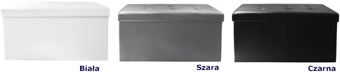 Czarna pufa otwierana skóra ekologiczna S6-C82