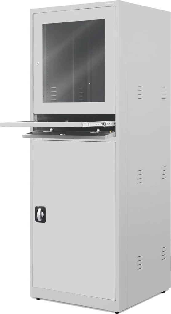 Przemysłowa szafa na komputer Steve 64x63x175 cm, szara