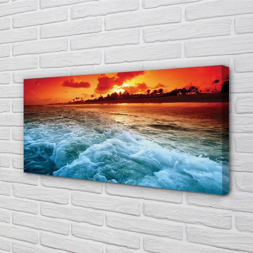 Obraz na płótnie Morze i Drzewa o Zachodzie