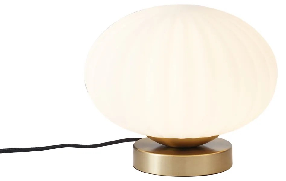 Designerska lampa stołowa mosiężna ze szkłem opalowym - MochiDesignerski Oswietlenie wewnetrzne